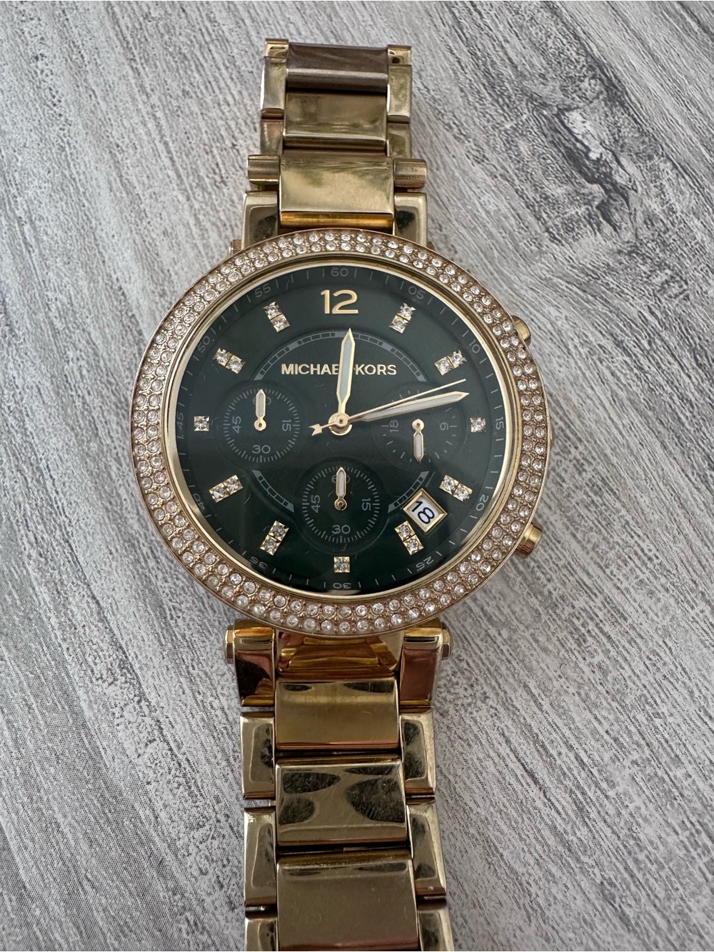 Michael Kors Gold and Green Crystal-Accent Women's Watch